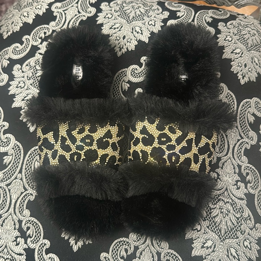 Gianni Bini slipper cheetah leopard rhinestone embellished